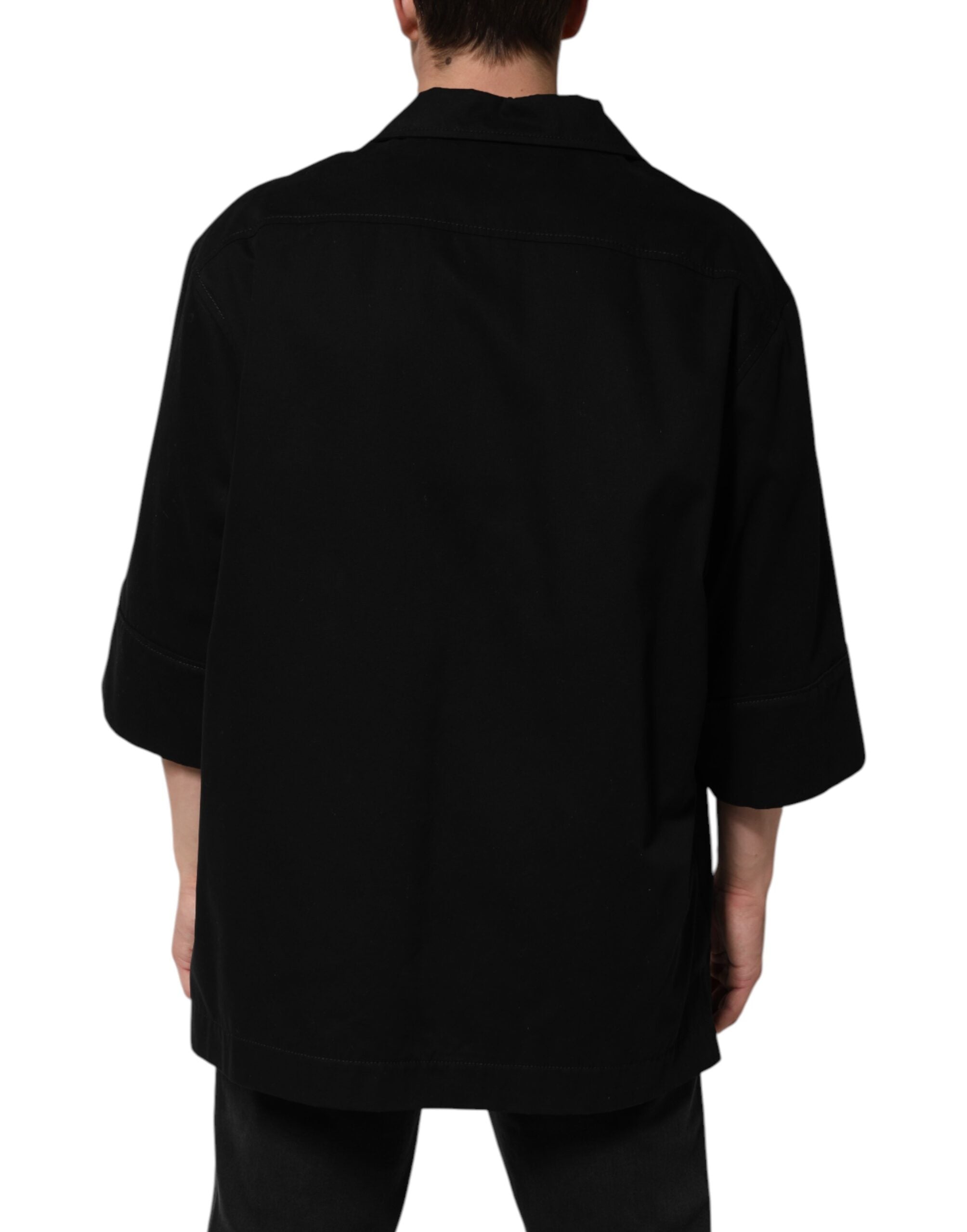 Dolce & Gabbana Black Short Sleeve Button Men's Casual Shirt